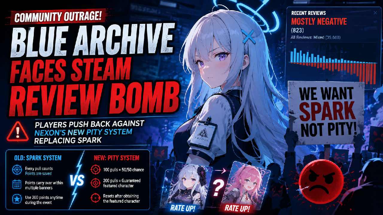 Blue Archive Faces Steam Review Bomb After New Pity System Replaces the Beloved Spark Mechanic