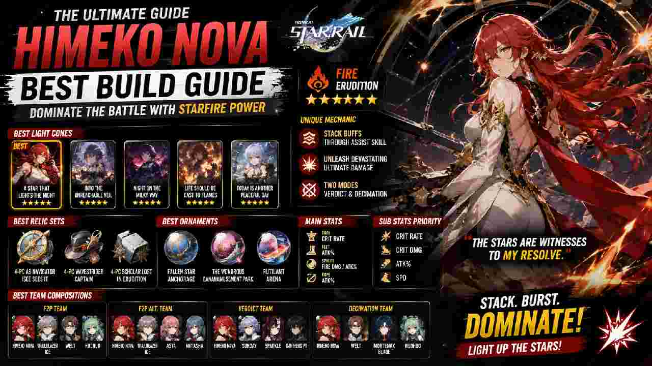 Himeko Nova Best Build in Honkai Star Rail: Light Cones, Relics, and Teams